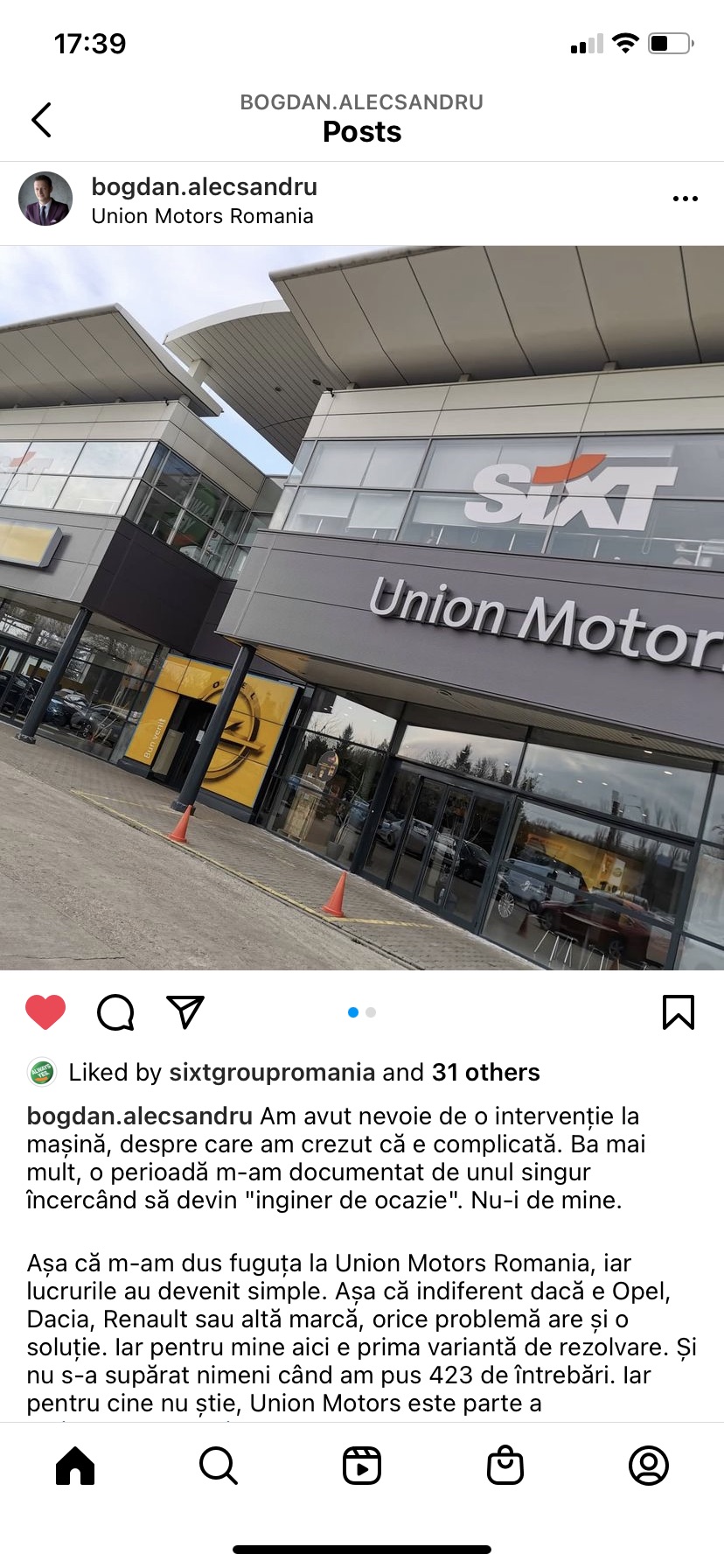Bogdan Alecsandru la Union Motors